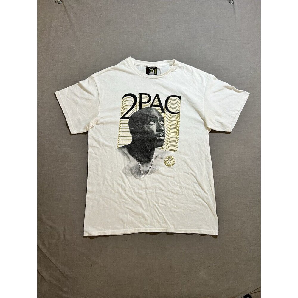 Tupac Shakur x Cross Colours 2pac Men Shirt Small White Logo Short Sleeve Tee.